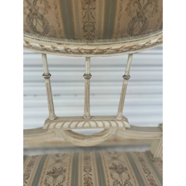 French Louis XVI Hand Painted Bergere Chair Antique Accent Seating For Sale In Houston - Image 6 of 9