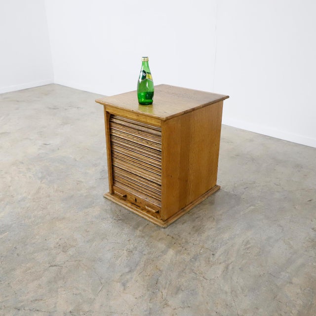 Vintage Drawer Card File Cabinet with Curtain Door For Sale - Image 17 of 17