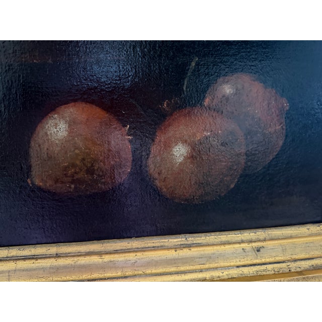 18th Century Neapolitan School Floral & Fruit Still Life Oil Painting in Monumental Gilt Frame - Unsigned For Sale - Image 4 of 13