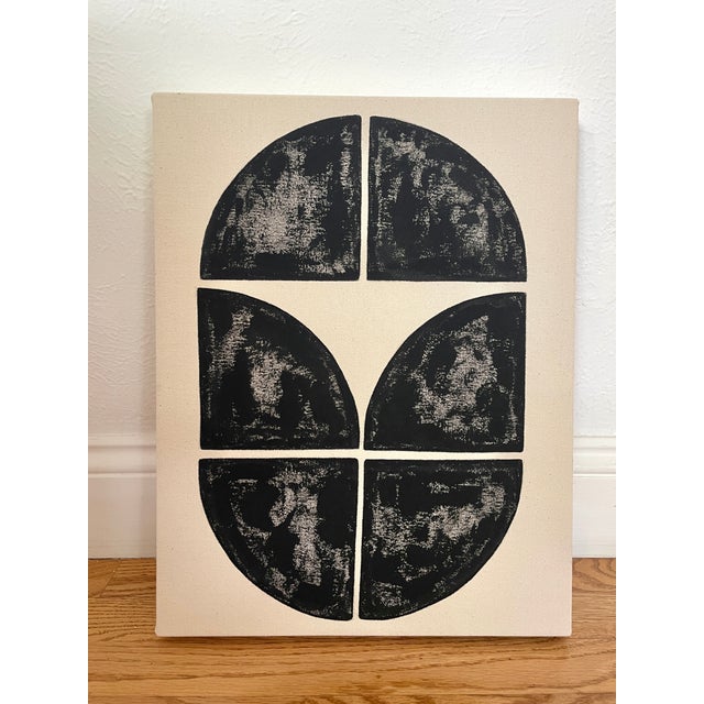 Original painting by Max and Alma. - Hand-stretched raw canvas over wooden frame. - Hand-painted minimalist design on raw...