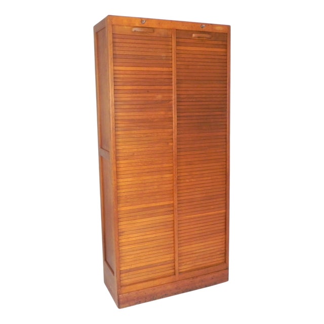 Oak Roller Shutter Box with 2 Shutters, 1930s For Sale