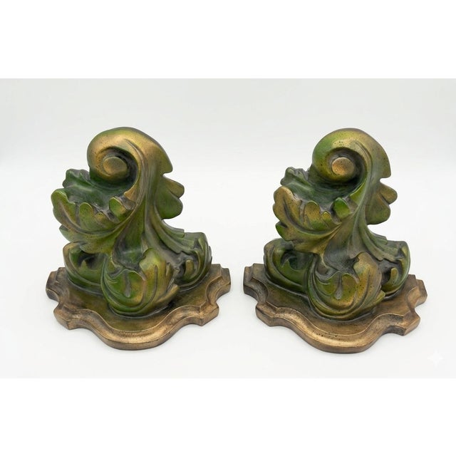 Late 20th C. Monumental Newly Painted Antiquated Palm Bronze Brackets by Turtle and Crane For Sale - Image 10 of 11