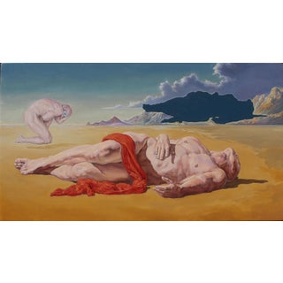 Islands by John Tarantola | Oil on panel Depiction of figures on a surreal landscape. For Sale