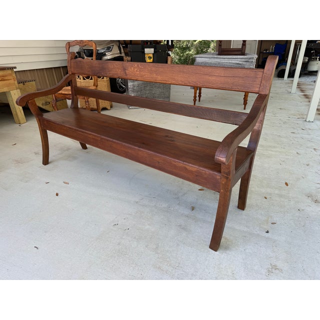 Late 19th Century Antique English Oak Bench For Sale - Image 5 of 8