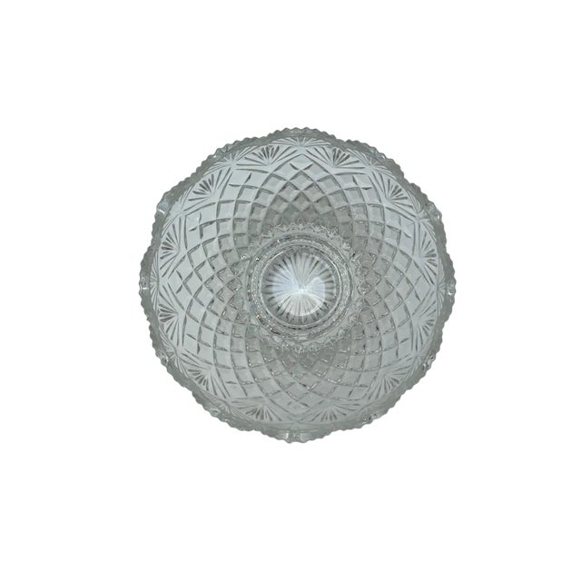 Mid-Century Modern Vintage American Cut Glass Serving Bowl For Sale - Image 3 of 4