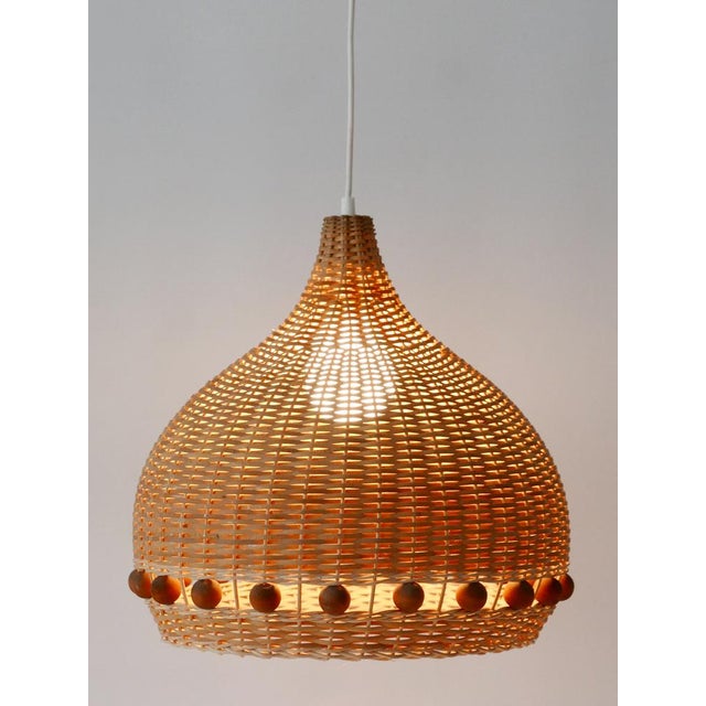 Mid-Century Modern Rattan Tulip Pendant Lamp, Germany, 1960s For Sale - Image 4 of 18