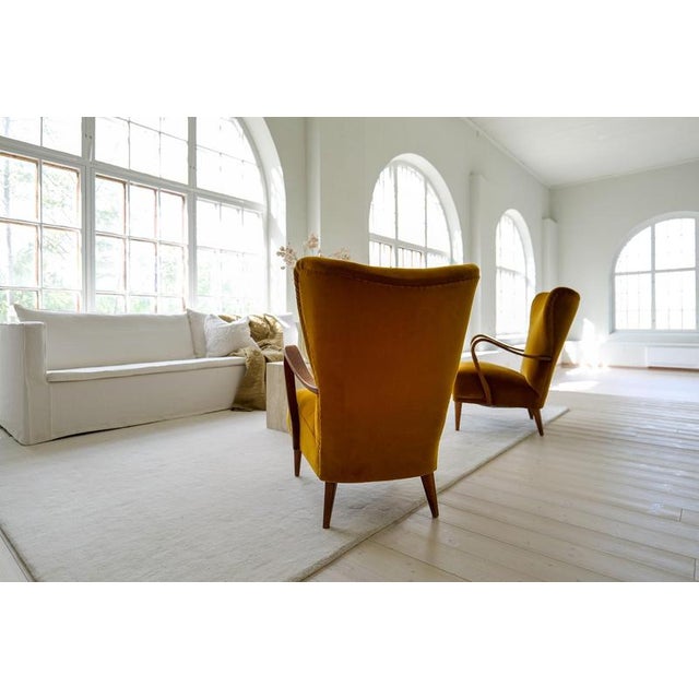 1940s Modern Art Deco vLounge Chairs in Velvet, Sweden, 1940s, Set of 2 For Sale - Image 5 of 18