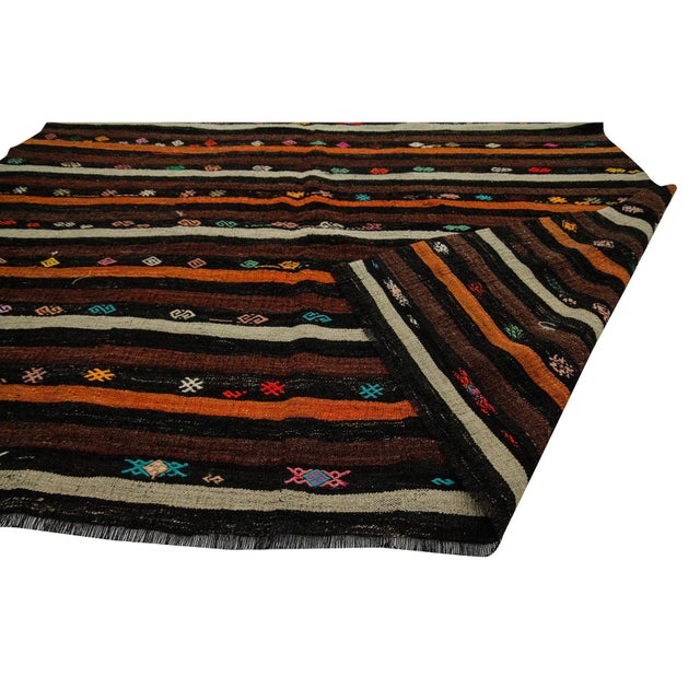Mid 20th Century Striped Vintage Goat Hair Kilim Rug- 7′8″ × 10′2″ For Sale - Image 5 of 7