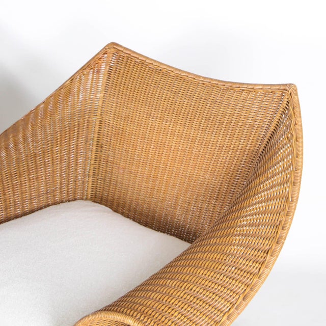 White Set of Wooden and Wicker Armchairs, 1970s For Sale - Image 8 of 13