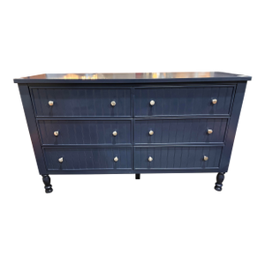 Pottery Barn Navy Blue Six Drawer "Catalina" Dresser, Attributed