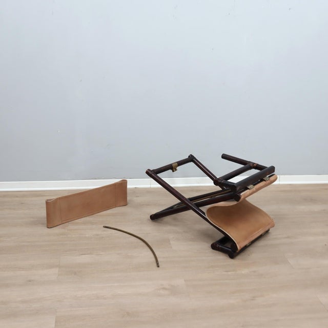 Vintage Bamboo and Leather Director's Chair from McGuire, 1950s For Sale - Image 11 of 15