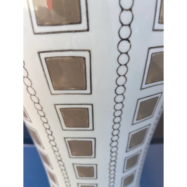 Mid-Century Modern 18” Tall Mid Century Modern Cream and Brown Ceramic Vase For Sale - Image 3 of 5