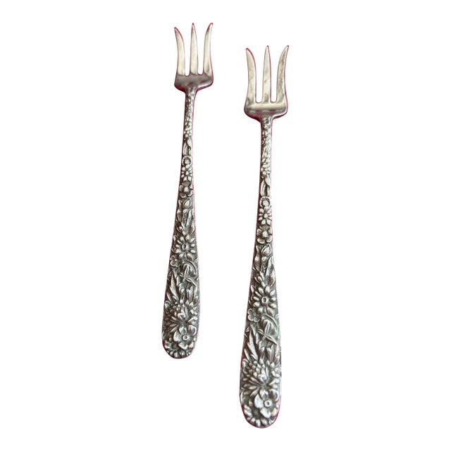 Mid 19th Century Kirk and Son Silver Oyster Forks - a Pair For Sale