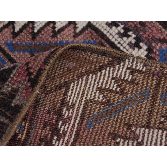 1970s Vintage Handmade Wool Cotton Purple Area Rug For Sale - Image 9 of 11
