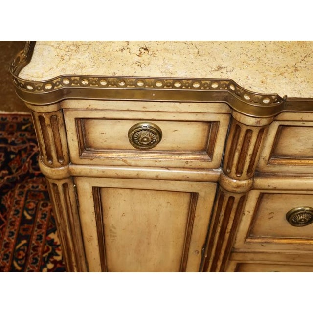 Cream Gustavian Style Marble Top Dresser Commode Chest Attributed to John Richard For Sale - Image 12 of 14