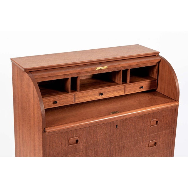 1960s Mid-Century Teak Rolltop Secretary Desk by Egon Ostergaard, Made in Sweden For Sale - Image 5 of 12