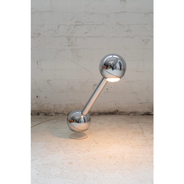 1960s Pair of Chrome John Mascheroni Barbell Lamps For Sale - Image 5 of 9