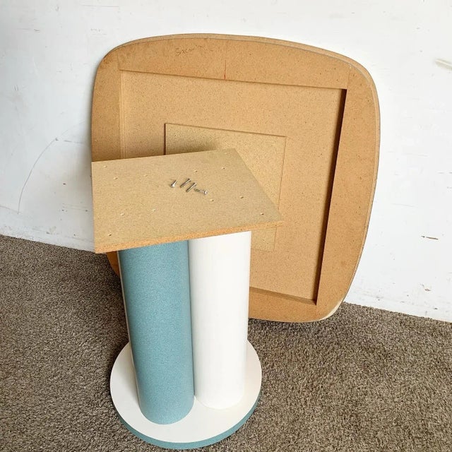 Postmodern Teal and White Laminate Dining Table For Sale In Miami - Image 6 of 8