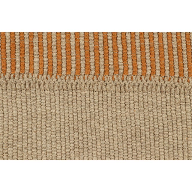 Contemporary Rug & Kilim’s Contemporary Kilim in Orange and Beige Textural Stripes For Sale - Image 3 of 7