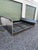 Spectacular French Mid-Century Modern queen size sleigh bed. Hand-crafted from polished steel with a patinated nickel...