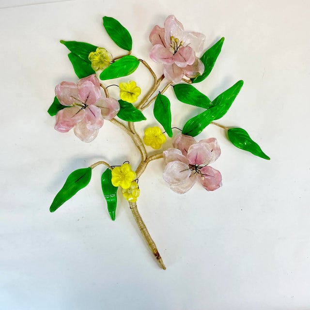 Japanese Mid-Century Boho Chic Japanese Acrylic-Lucite Cherry Blossom Wall Sculptural Object For Sale - Image 3 of 11