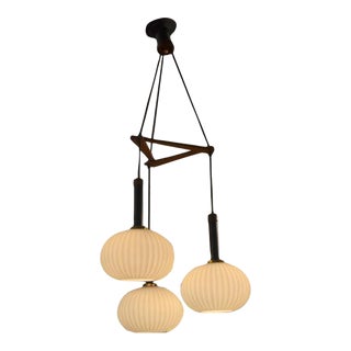 Mid-Century French Glass Pendant Lighting Fixture For Sale