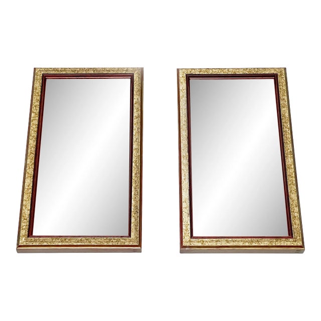 Small Rectangular Ultra Mid Century Modern Mirrors - a Pair For Sale
