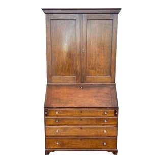 Early 1800s Georgian/Early American Secretary Desk With Cabinet Top For Sale