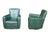 Art Deco 1970s Pair of 180° Swivel Lounge Chairs in Dark Green Patinated Leather For Sale - Image 3 of 14