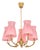 Vintage Swedish Five-Arm Brass Chandelier with Pink Shades, 1940s For Sale