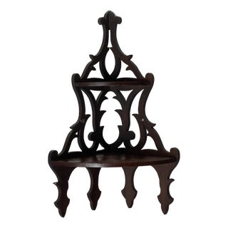 Antique Victorian Corner Shelf Display Fretwork For Sale