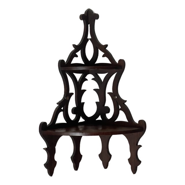 Antique Victorian Corner Shelf Display Fretwork For Sale