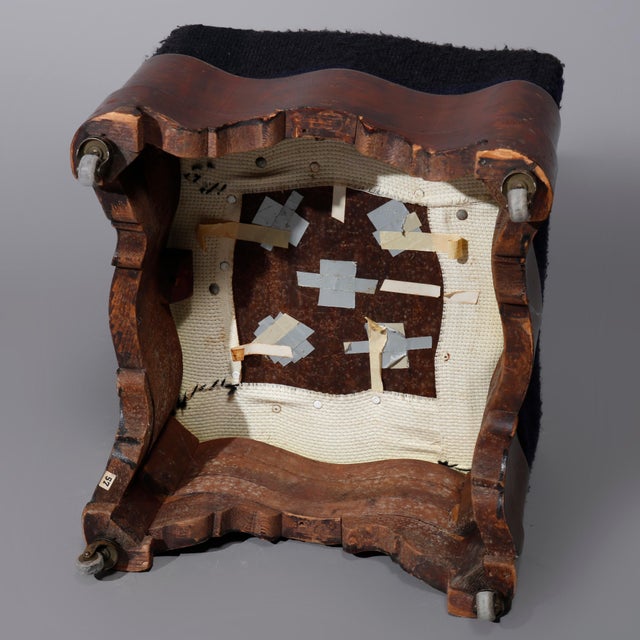 American Empire Mahogany & Floral Needlepoint Footstool Circa 1880 For Sale - Image 6 of 7