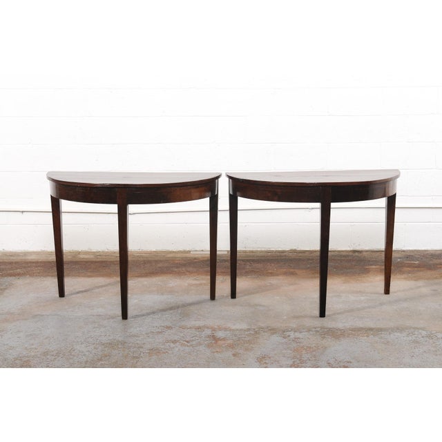 Italian Pair of 19th C. Italian Demi-Lune Consoles For Sale - Image 3 of 11