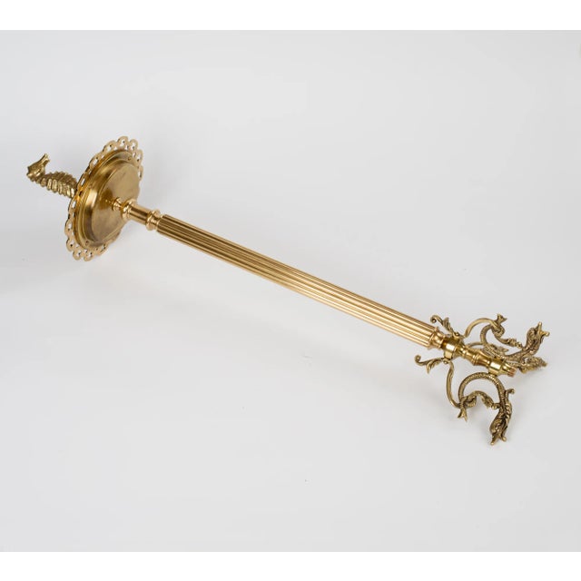 French 1960s Brass Seahorse Floor Standing Ashtray For Sale - Image 3 of 7