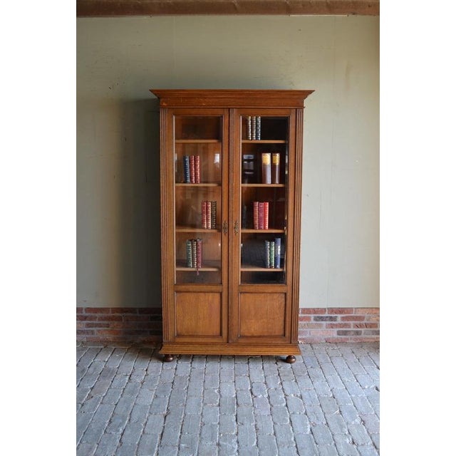 Antique Art Deco Oak Bookcase For Sale - Image 10 of 10
