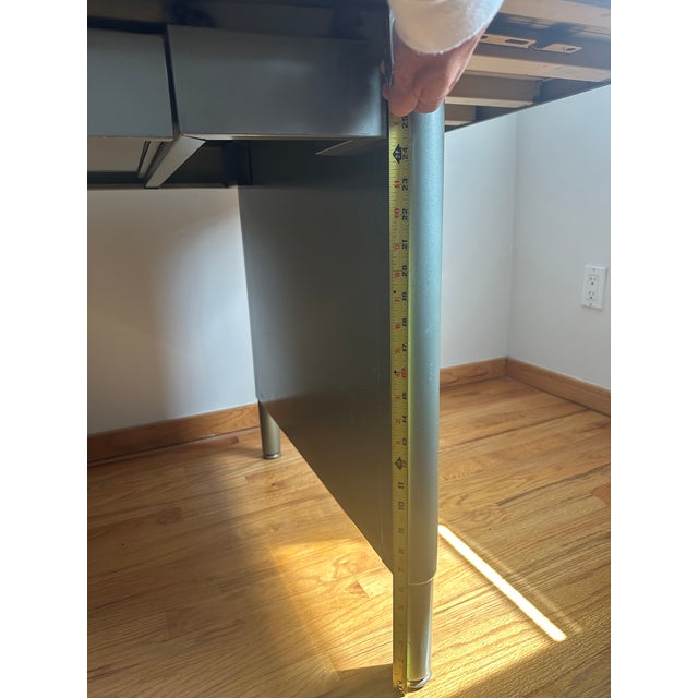 Vintage McDowell & Craig Vintage Tanker Desk With Custom Glass Top For Sale - Image 10 of 10