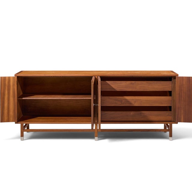 Stanley Harlequin Mid Century Walnut Credenza For Sale - Image 9 of 10