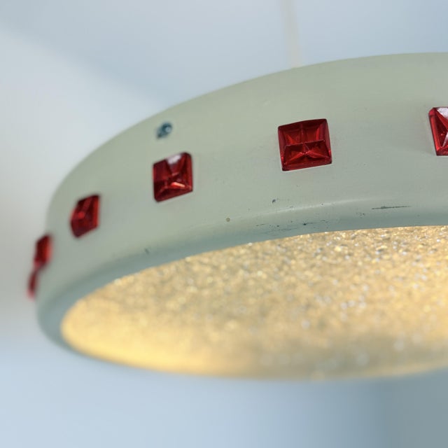 Vintage DDR UFO Lamp in White with Red Elements, 1970s For Sale - Image 6 of 13