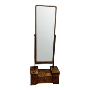 Antique Japanese 'Kyodai' Tansu Burled Wood Vanity Chest