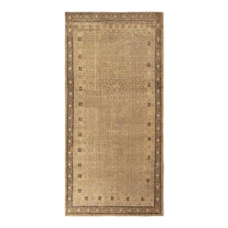Antique Turkestan Khotan Runner in an All Over Golden,Brown Geometric Pattern For Sale