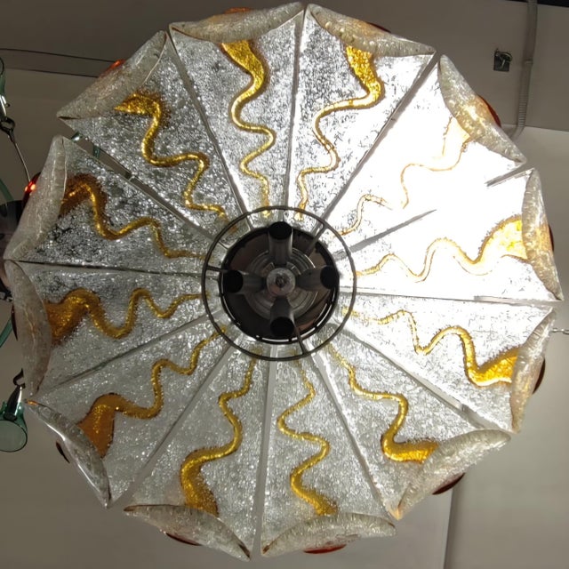 Glass Vintage Petal Pendant Light by Carlo Nason for AV Mazzega, 1960s For Sale - Image 7 of 8