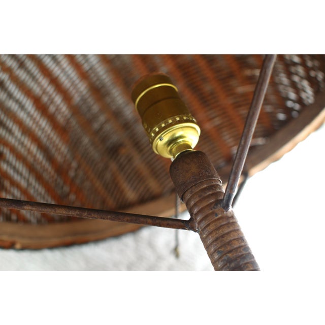 Wood Early 20th Century Wicker Lamp With Matching Shade For Sale - Image 7 of 10