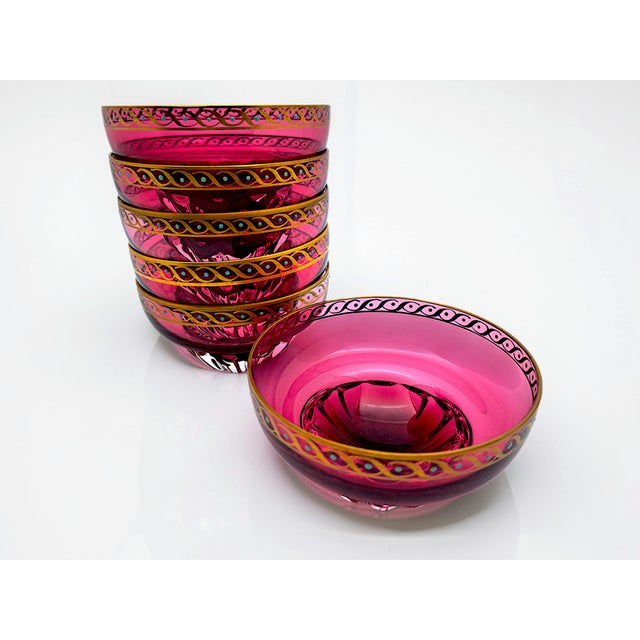 Cranberry Red Murano Glass Bowls attributed to Seguso, 1960s, Set of 6 For Sale - Image 10 of 10