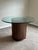 Elegant organic modern table by McGuire San Francisco featuring a sculptural cylindrical bamboo-style pedestal base with a...