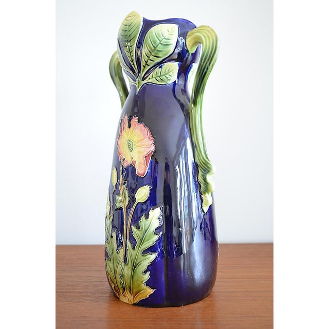 Blue Art Nouveau Austrian Majolica Vase, 1890s For Sale - Image 8 of 14