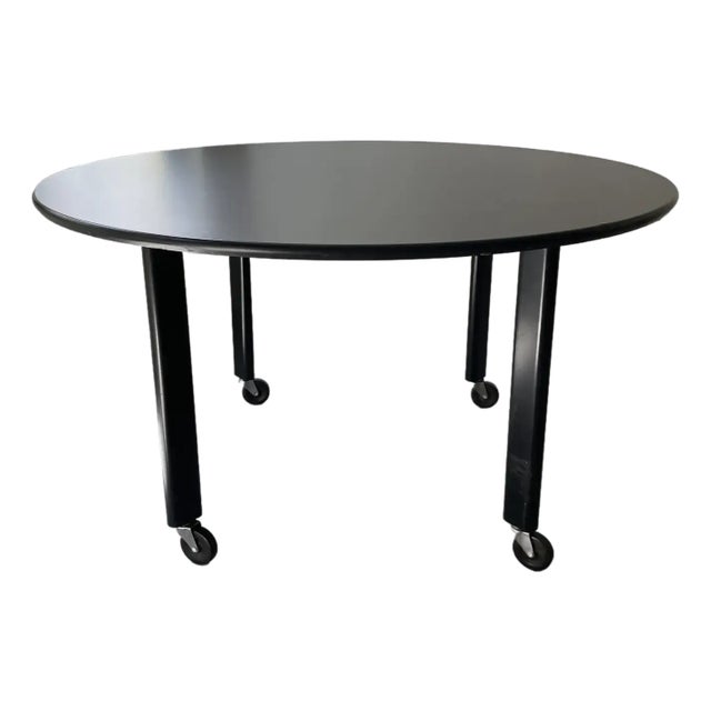 1980s Joseph D’Urso for Knoll Black Minimalist Postmodern Dining Table For Sale