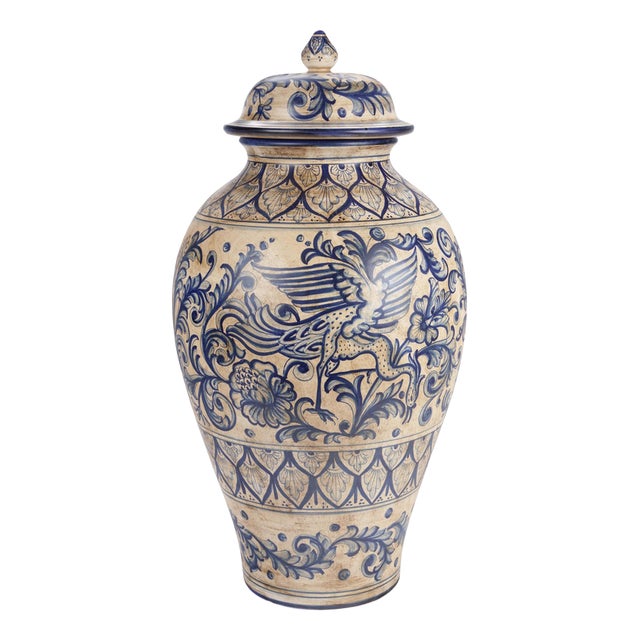 Blue Peacock Heritage Vase by deBlona For Sale