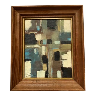 Contemporary Original Stephen Heigh Abstract Painting “Quiet Reflection “ Vintage Wood Frame For Sale
