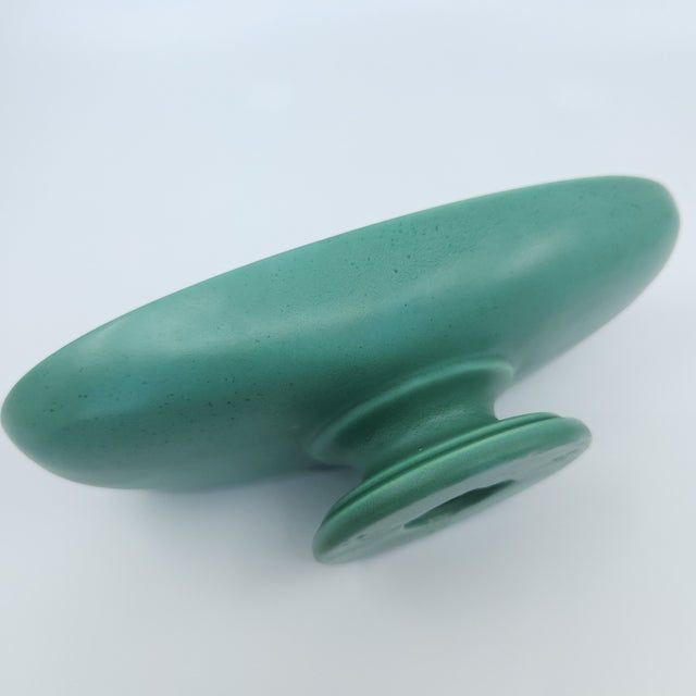 Mid 20th Century Vintage Royal Haeger Pottery Green Oval Pedestal Planter Dish For Sale - Image 5 of 11